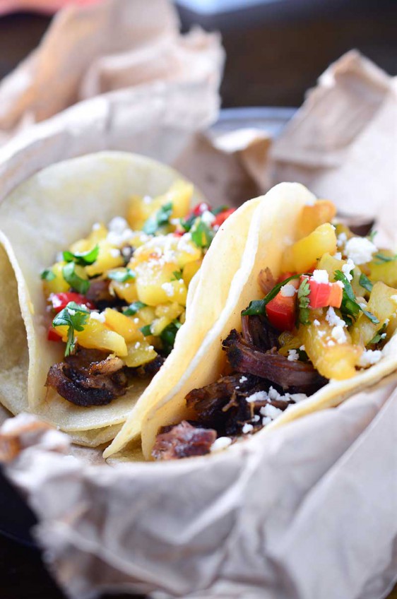 Carnitas Tacos with Grilled Pineapple Salsa