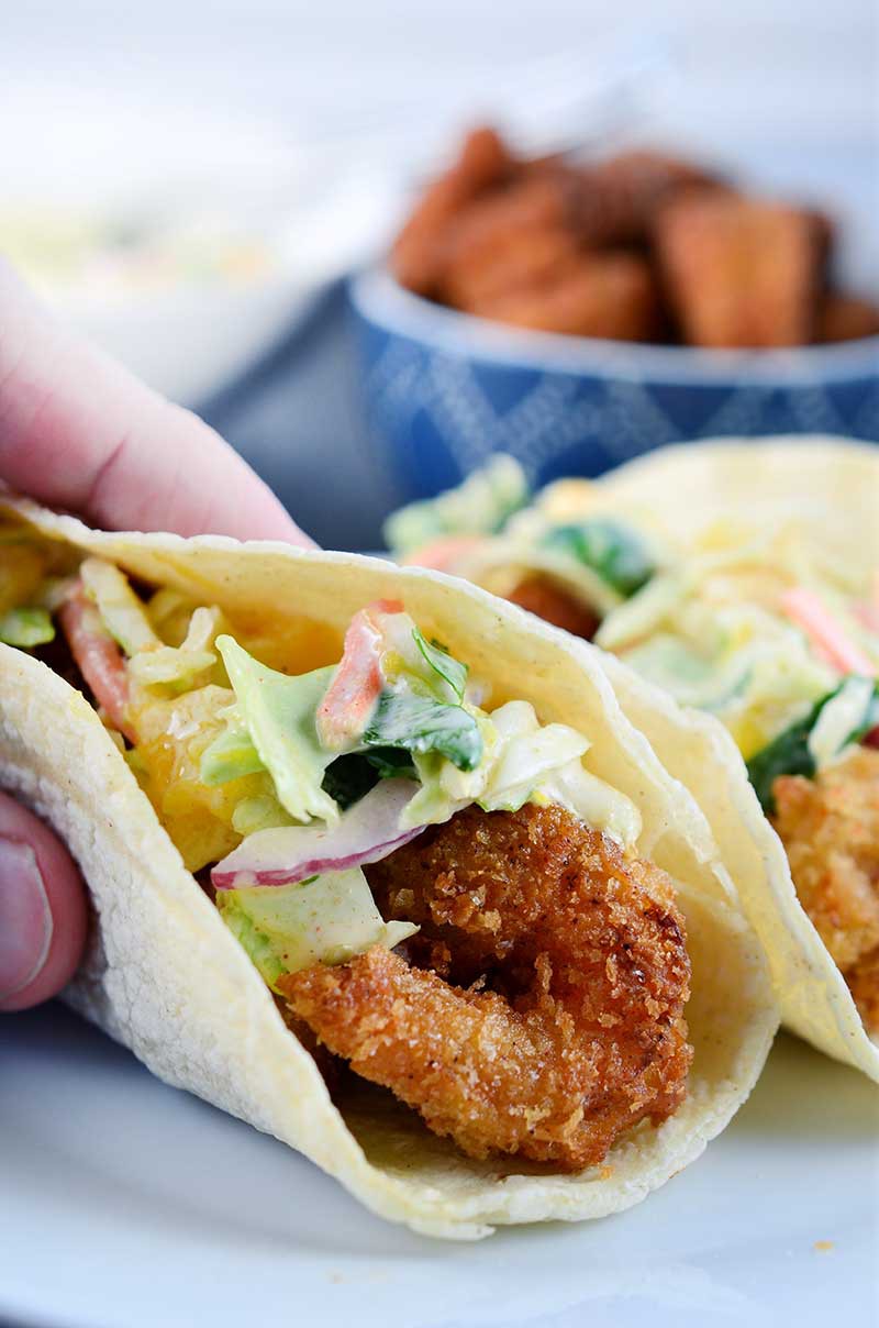 Fried Shrimp Tacos - Life's Ambrosia
