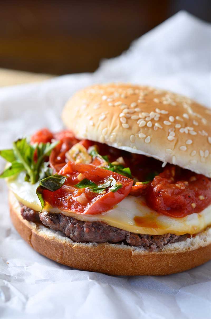 Grilled Tomato Basil Burgers - Life's Ambrosia