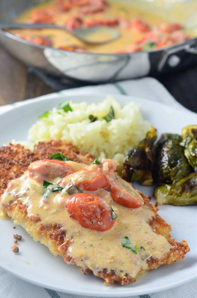 Parmesan Crusted Tilapia with Tomato Basil Cream Sauce Recipe