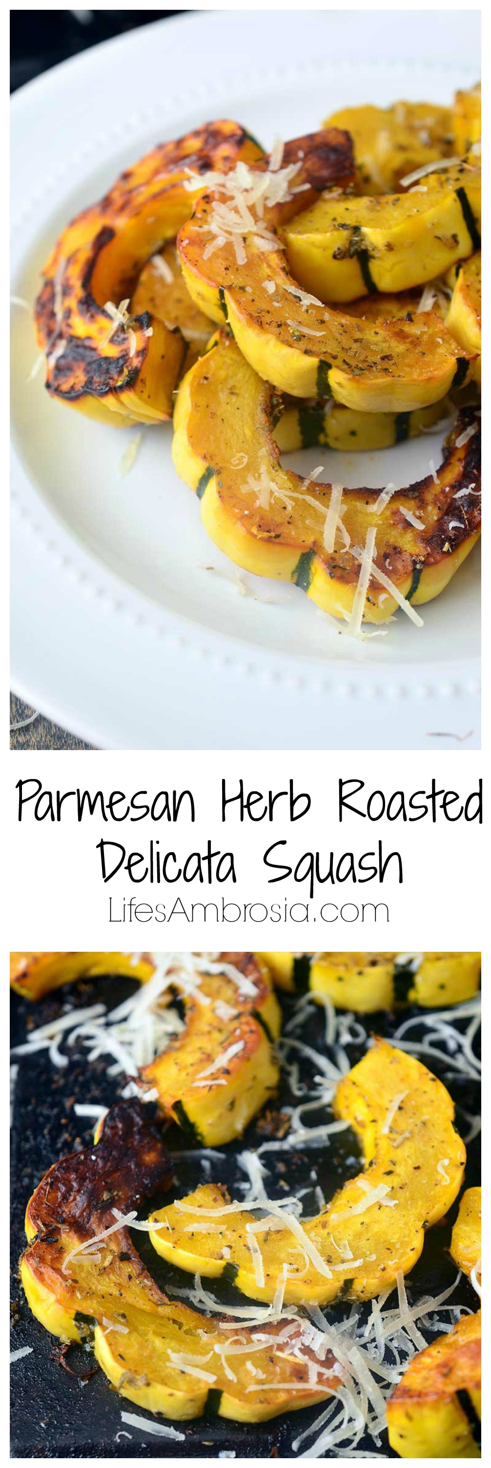 Parmesan Herb Roasted Delicata Squash - Life's Ambrosia