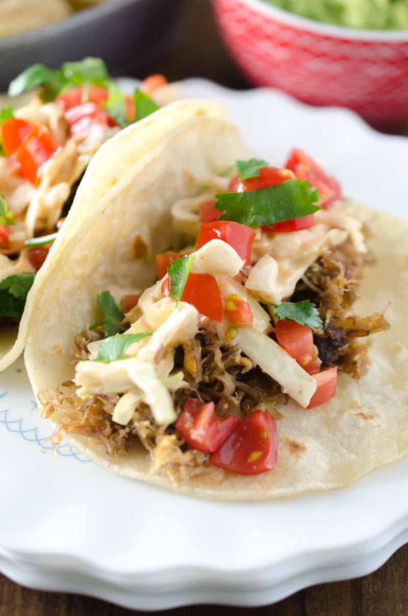 Pulled Pork Tacos with Chipotle Slaw - Life's Ambrosia