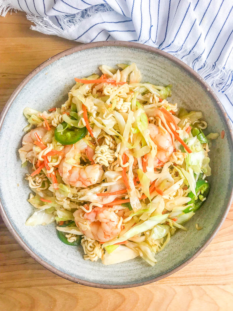 Ramen Noodle Salad with Sweet n' Spicy Shrimp - Life's Ambrosia