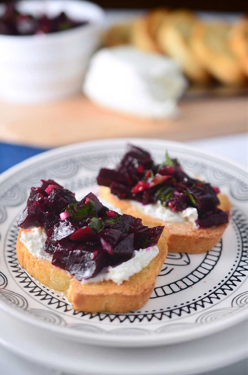 Roasted Beet and Goat Cheese Crostini