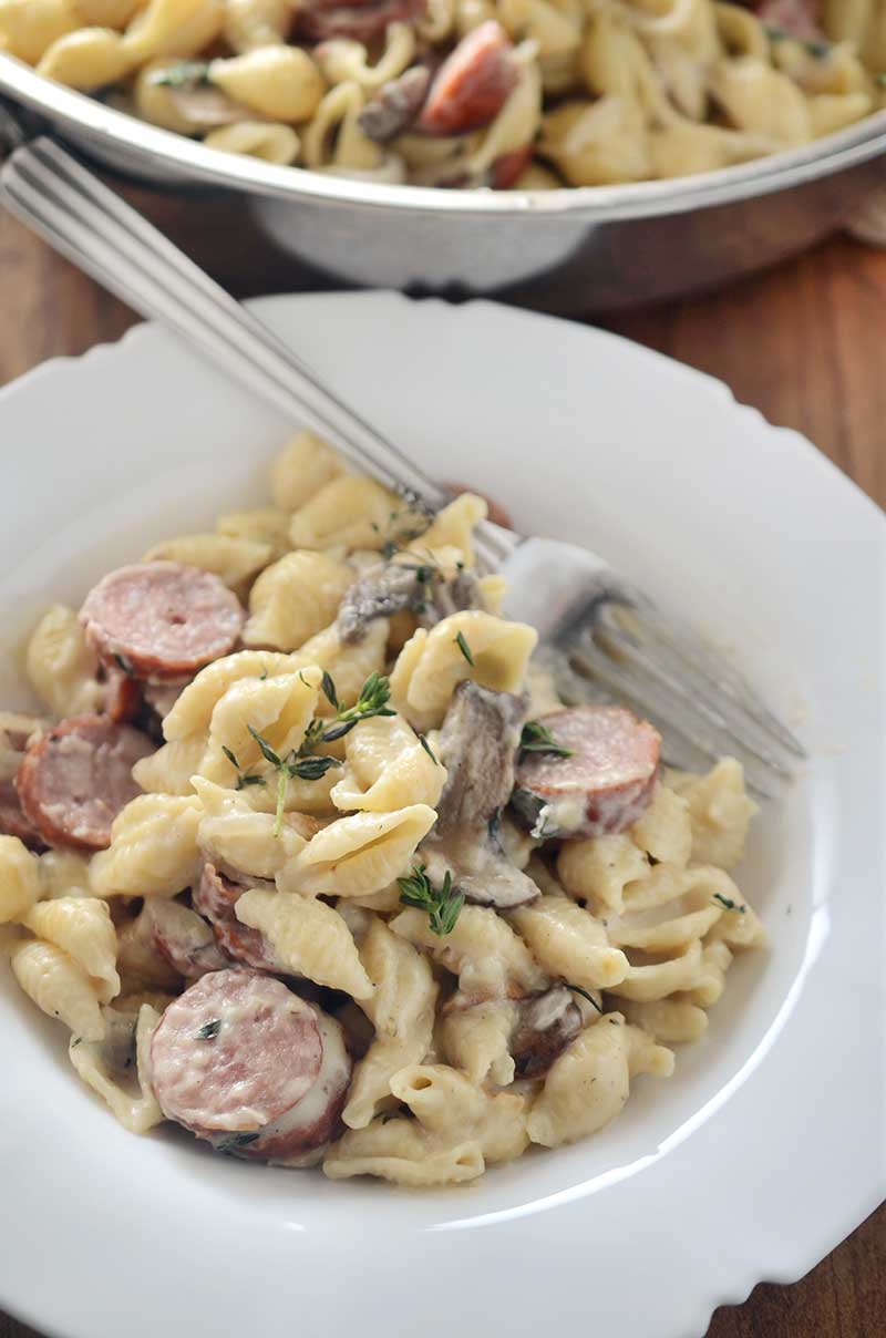 Sausage and Mushroom Mac n' Cheese Life's Ambrosia