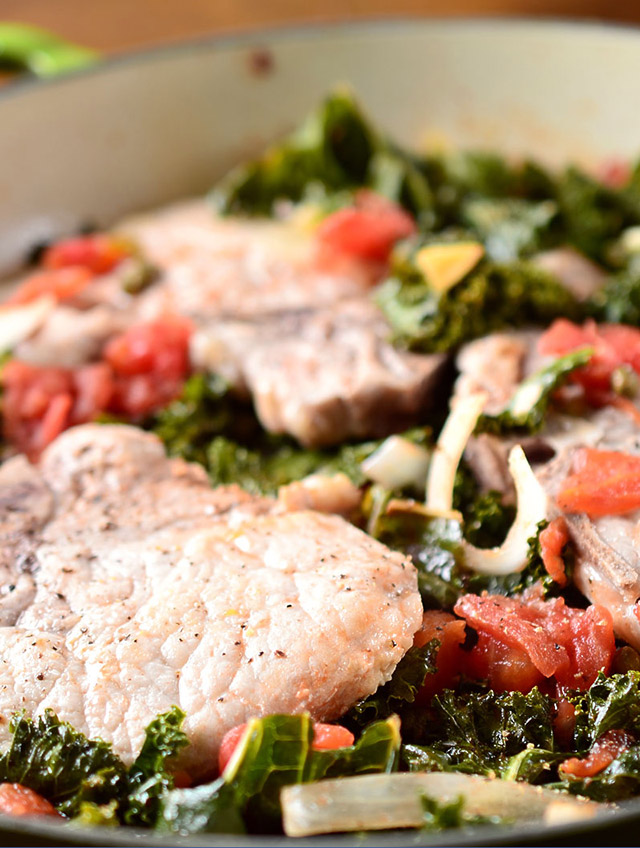 Braised Pork Chops with Kale and Tomatoes Life's Ambrosia