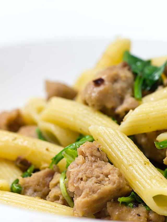 Penne with Sausage, Spinach and Arugula - Life's Ambrosia