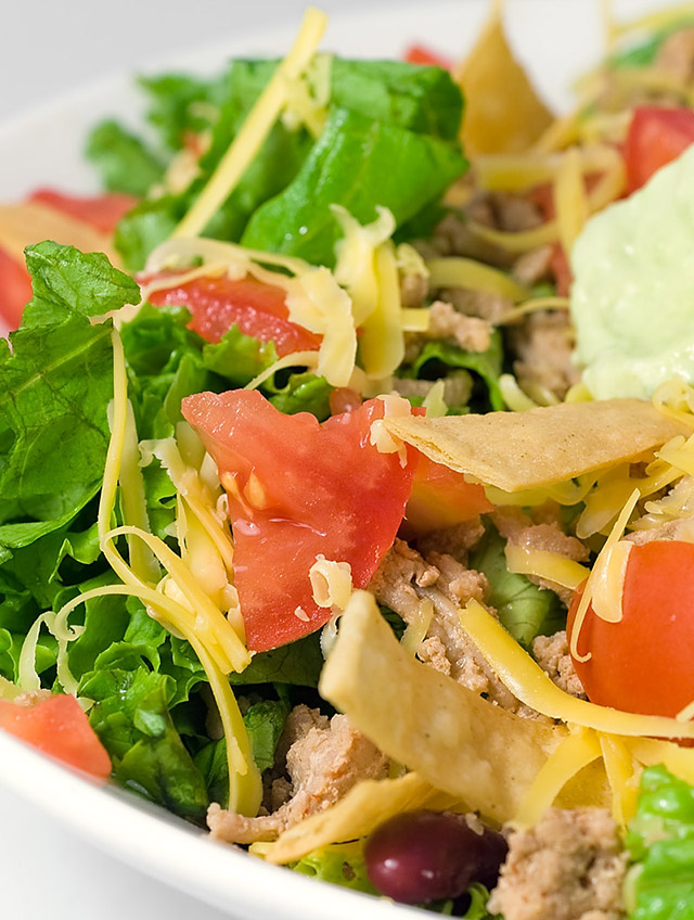 Taco Salad with Spicy Avocado Dressing - Life's Ambrosia