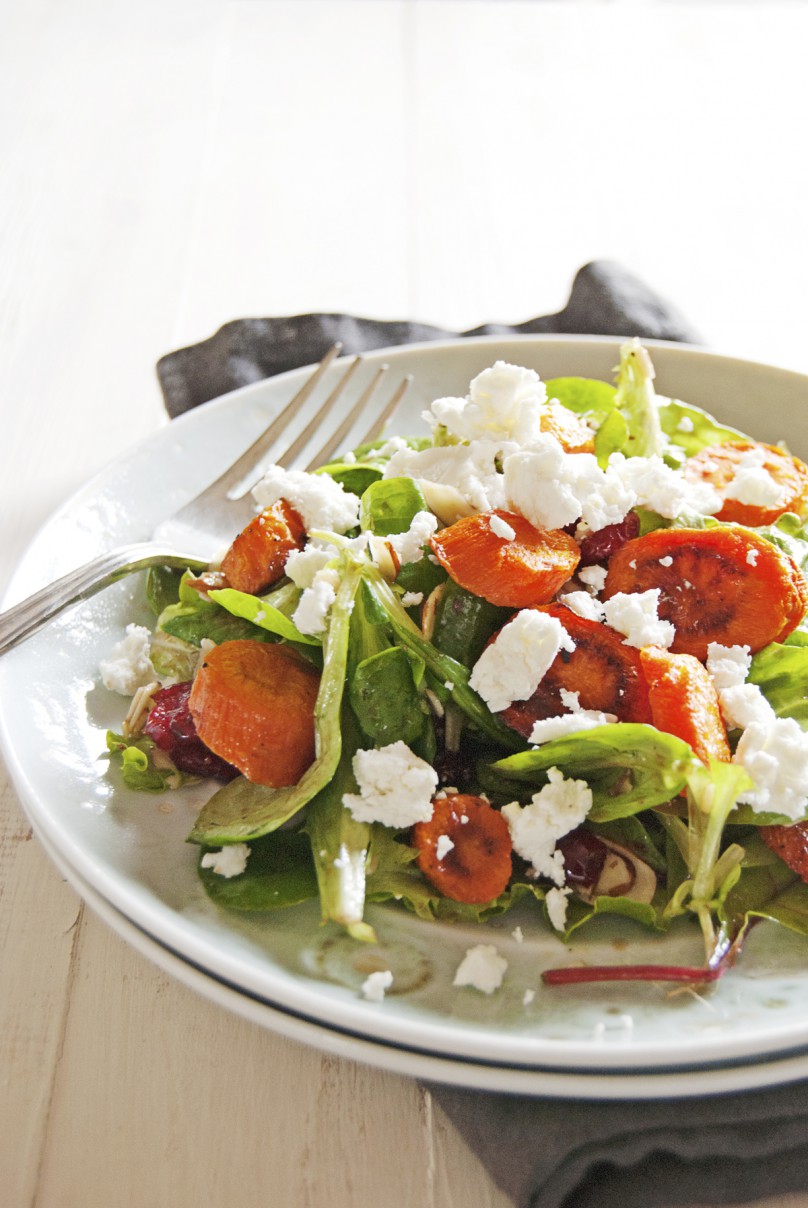 Roasted Carrot Salad with Crumbled Goat Cheese - Life's Ambrosia